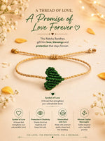 El Regalo Simple Heart Bracelet Rakhi for Brother - Handwoven Adjustable Macrame Rakhi with Roli Chawal | Minimalist Rakshabandhan Bracelet for Bhai in Elegant Rakshabandhan Box (Green)