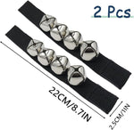 El Regalo 2PCs Jingle Bells Christmas Bracelets | Wrist & Ankle Bells for Party Favors, Musical Rhythm & Christmas Decor | Adjustable Percussion Instruments (Black)