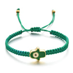 El Regalo 1 PC Hamsa Hand Evil Eye Charms Handmade Adjustable Unisex Bracelet for Girls/Boys/Men/Women (Green)