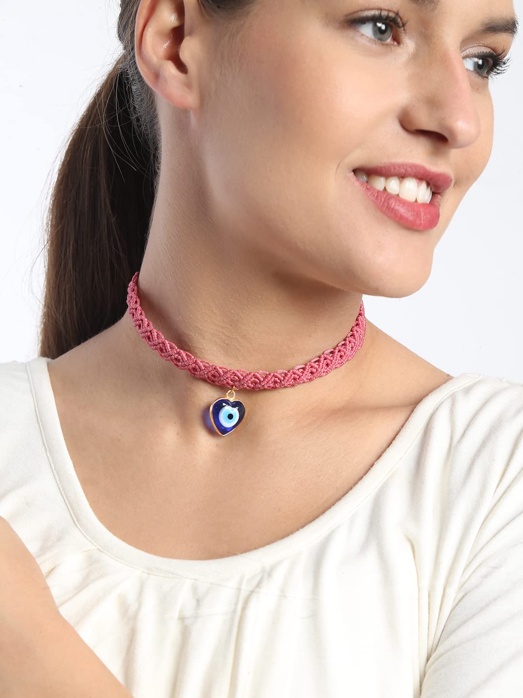El Regalo Evil Eye Choker Necklace - Handwoven Bohemian Contemporary Evil Eye Macrame Adjustable Choker Necklace for Teen Girls & Women (Evil Eye Choker-5)