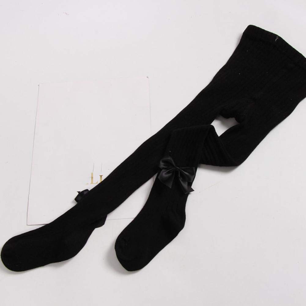 El Regalo 1 Pair Girls' Cotton Bow Tights Pantyhose Leggings Stocking Pants | Party Bow Socks Stockings for Girls (Black)