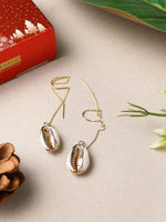 El Regalo Bohamian Cowrie Shell Earrings- Electroplated Retro Shell Charms Earrings for Girls & Women (Cowrie Shell Threader Earrings)
