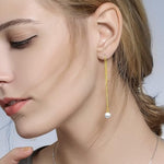 El Regalo Vintage Style Pearl Earrings for Girls & Women | Classic & Elegant | Available in Studs, Hooks, Threaders | Timeless Jewelry (Golden Pearl Threader)