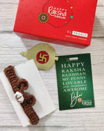 El Regalo Knitted Bracelet Rakhi for Baby - Unisex color and style - Rakshabandhan Adjustable Rakhi Combo with Greeting Card and Shagun. Brown Bear