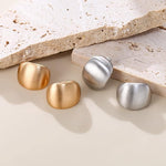El Regalo 2 Pairs Matte Gold Sliver Non Piercing Clip on Earrings for Women- Geometric Square Casual Fashion Not Pierced Earrings