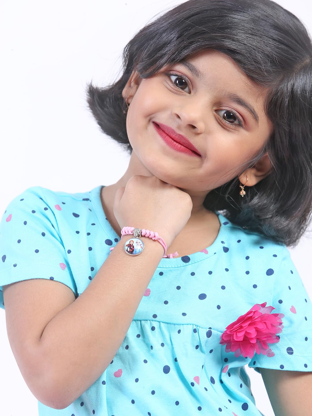 El Regalo 1PC Girls Princess Rakhi- Frozn Elsa Anna Rakhis - Girls Rakhi for Sister/Niece with Roli Chwal, Rakhi Message Card in Rakhi Box for Babies/Toddlers/Kids (Pink Elsa Anna Princess Rakhi)