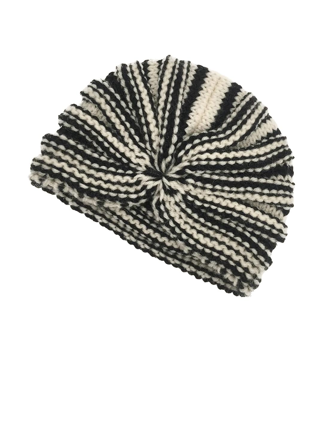 EL REGALO Unisex Kids Cream-Coloured & Black Self Design Beanie