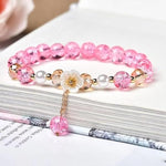 El Regalo 4PCs Cute Flower Bracelets- Shiny & Colorful Flower Charm Bracelets Set- Handmade Crystal Beaded Daisy Bracelets for Women Girls (Colors Option-2)
