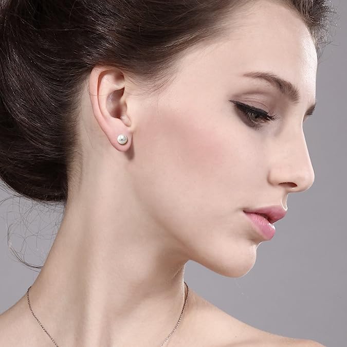 El Regalo 3 Pairs of Freshwater Pearl Stud Earrings Set - 3 Colors Pearls Studs for Kids/Girls/Teens/Women