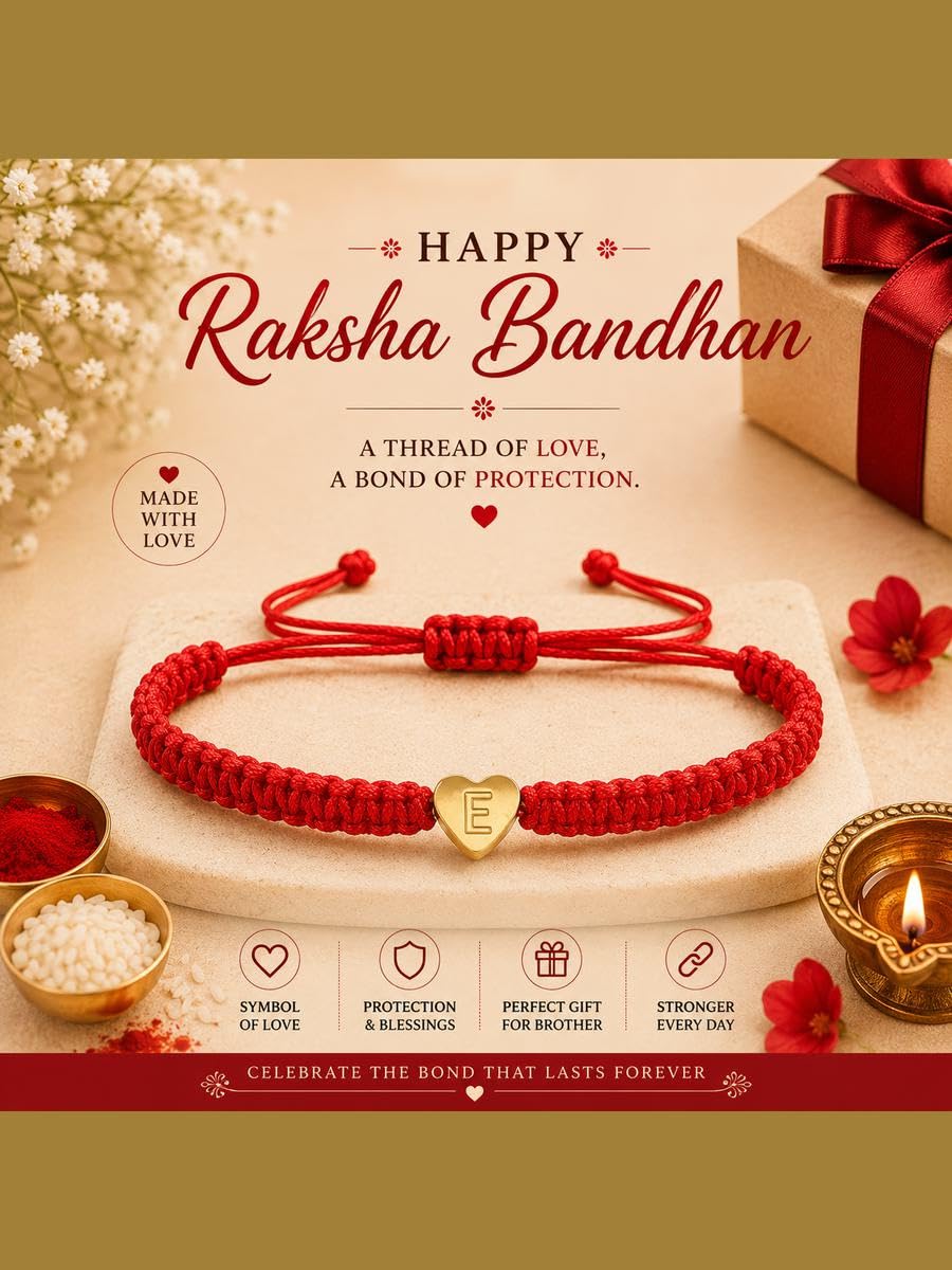 El Regalo Red Ethnic Rakhi Dori Unisex Rakhi-Adults - E letter