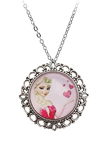 El Regalo 2 PCs Girls Princess Necklaces | Elsa/Sofia Princess Pendant Necklaces combo Jewelry Set for Girls/Kids/Toddlers