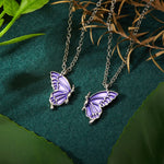 El Regalo 2 PCs Best Friend Butterfly Necklaces for Girls- Matching Butterfly Pendant Necklace Set BFF Friendship Necklace, Dainty Jewelry Gifts for Women Teen Girls (Purple BF Butterfly)