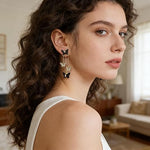 El Regalo Cute 3D Crystal Butterfly Tassel Earrings for Women & Girls | 18K Gold Plated Long Hanging Drop Linear Earrings | Elegant Korean Aesthetic Western Party Jewelry (Black)