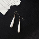 El Regalo Elegant Long Pearl Drop Earrings for Women & Girls | Minimalist White Teardrop Pearl Dangle Earrings | Korean Style Party Earrings | Fashion Jewellery