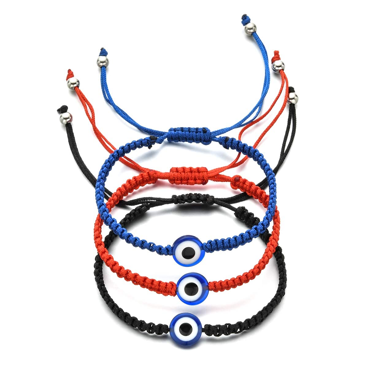 El Regalo 3 PCs Evil Eye Hamsa Hand Bracelets | Good Luck and Protection Evil Eye Hamsa Nazar Adjustable Unisex Bracelets for All (Evil Eye Bracelets)