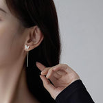 El Regalo CZ Butterfly Threader Chain Earrings for Women, Teen Girls- Butterfly Dangling Earrings- Rhinestone Butterfly Long Tassel Threader Dangle Earrings (Silver)