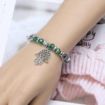 El Regalo 1 PC Evil Eye Crystal Beads Unisex Bracelets For Women Men Girls Boys - Hamsa Hand Fatima Beads Charms Elastic Bracelet Pulsera Jewelry (Green Crystal Evil Eye Bracelet)