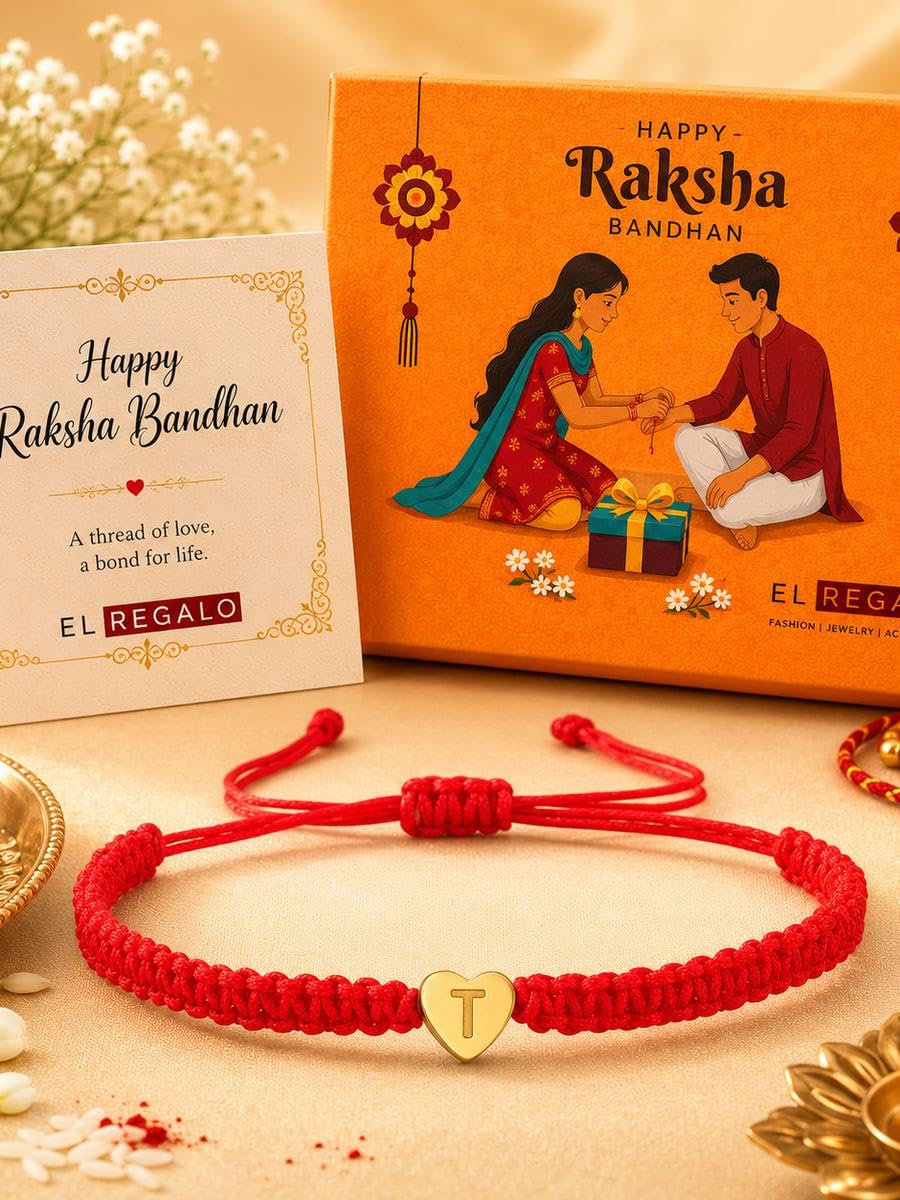 El Regalo Red Ethnic Rakhi Dori Unisex Rakhi-Adults - T letter