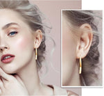 El Regalo Minimalist Long Arc Ear Threader Earrings for Women & Girls | Modern Sleek Curved Pull-Through Drop Western Earrings (Gold)