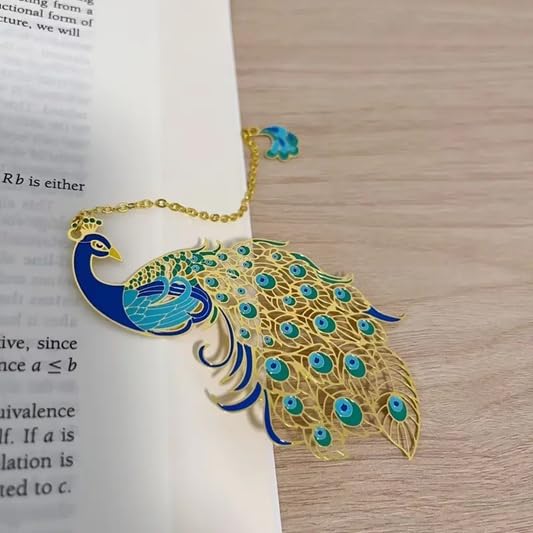 El Regalo Stunning Peacock Bookmark - Colorful Brass Hollow Metal Bookmark | Elegant Page Clip for Readers, Friends, Teachers & Colleagues