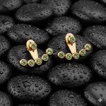 El Regalo 1Pair Stainless Steel Crystal Stud Front Back 2 Ways Ear Jackets for Women & Girls - Elegant Dual Style Earrings with Multicolor CZ Stones (5 Color Options) (Light Green)