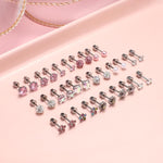 El Regalo 12 Pairs Cute & Tiny Screw Back Earrings Set for Women, Girls & Kids | 316L Stainless Steel Stud Earrings with Pearl, Heart, Flower & Star Designs | Comfortable Flat Back Screw Studs - Pink, Silver & Multicolor
