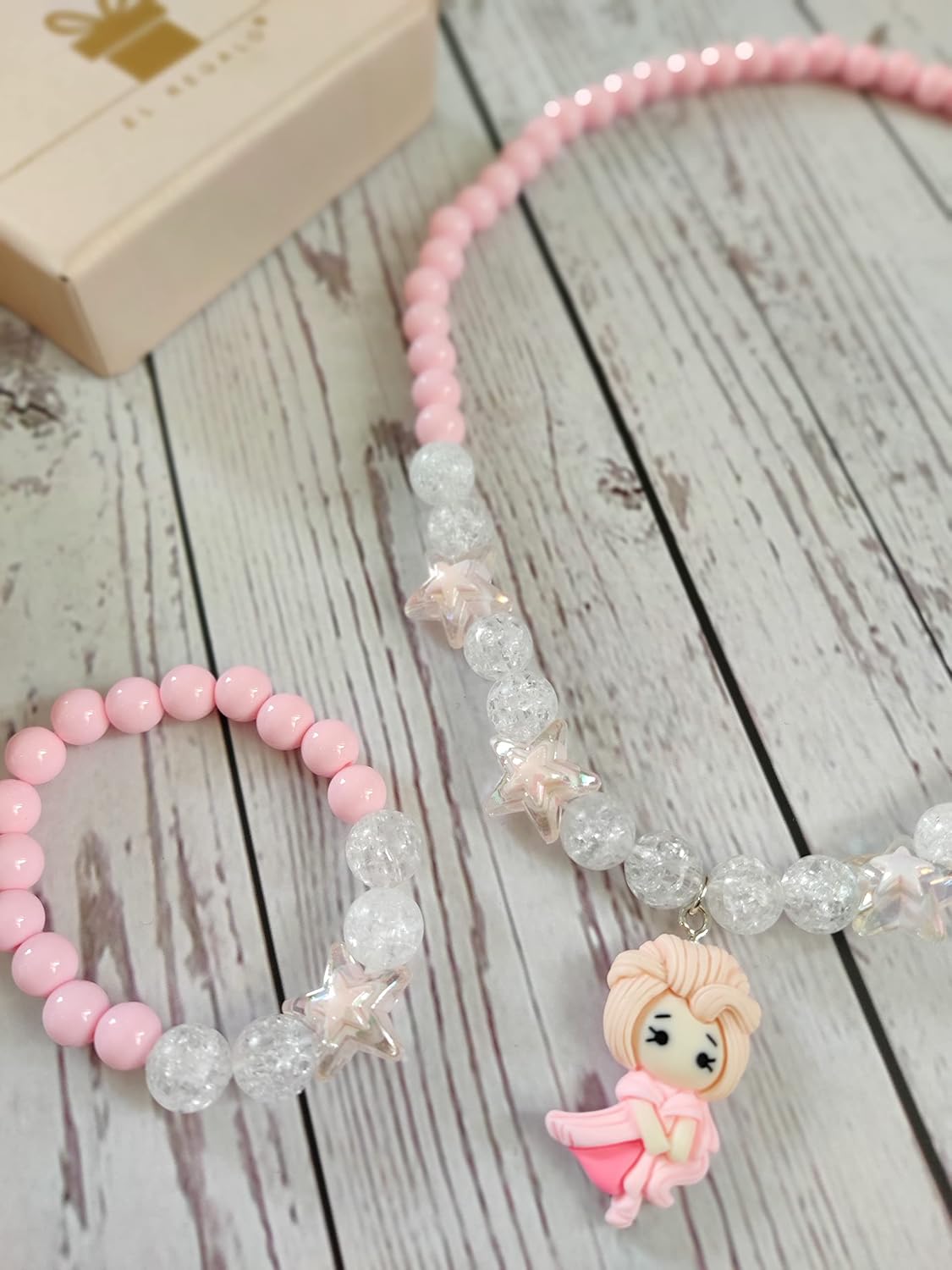 El Regalo Girls Safe & Soft Star Beads Necklace & Bracelet Jewellery Set (Multicolour)