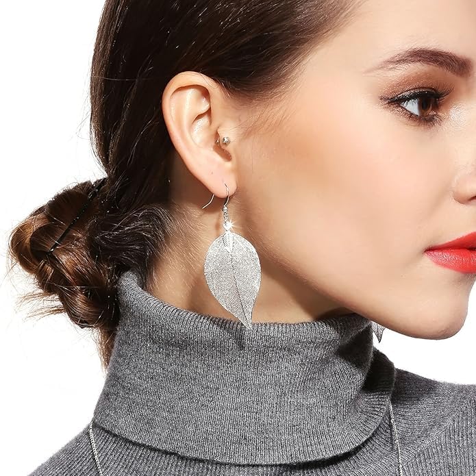 El Regalo Elegant Leaf Drop Dangle Earrings for Women & Girls - Nature Inspired Statement Earrings (Style-5)