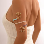 El Regalo Crystal Arm Cuff Gold Upper Arm Band Cuff Armlet - Open Cuff Armband Dainty Boho Bajuband for Women Girls