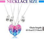 El Regalo 3 PCs BFF Best Friend Forever Split Heart Magnetic Matching Pendant Necklaces Set for Kids/Girls/Teens- Friendship Puzzle Necklaces Sets for Besties (Sparkly Blue Heart)