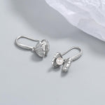 El Regalo Pearl Shell-Shaped Earrings - Fashionable Cute Inlaid Cubic Zirconia Pearls Shell Hook Earrings for Girls & Women, Elegant Sea-Inspired Design (Silver)