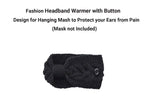 El Regalo 1 PC Knitted Winter Woolen Warm Headband with Buttons for Face Mask Cover | Cold Weather Hair Accessories Head Wrap | Criss Cross Bow Winter Headbands for Girls/Teens/Women (Black)