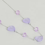 El Regalo 2PCs Crystals Beads Necklace & Earrings Jewelry Set for Kids/Girls & Teens - Shimmering/Matt Crystal Beads Fancy Jewelry Set (Purple Heart)