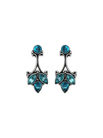 El Regalo 925 Silver Plated Vintage Stones Stud Earrings for Women & Girls (Ocean Blue)