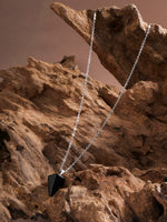 El Regalo 1PC Natural Stones Pointed Pendulum Unisex Pendant Necklace- Natural Healing Stones Peandant Chain Necklaces- Reiki healing/Feng shui (Black Onyx)