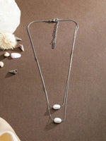 El Regalo Sleek & Elegant Stainless Steel Double Layered Pearls Necklace for Girls/Women - Minimalist Anti Tarnish Jewelry - Timeless & Trendy Design