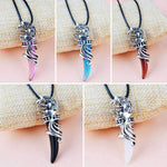El Regalo Unisex Tooth Pendant Necklaces | Stainless Steel Crystal Pendant Adjustable Black Cord Unisex Necklace for Women & Men (Black)