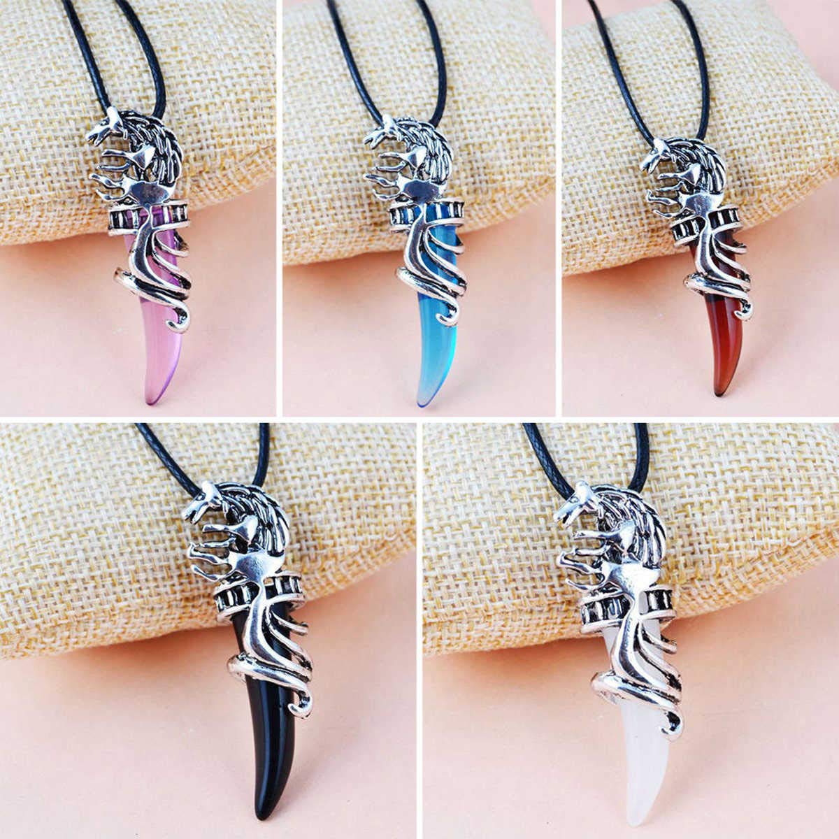 El Regalo Unisex Tooth Pendant Necklaces | Stainless Steel Crystal Pendant Adjustable Black Cord Unisex Necklace for Women & Men (Black)