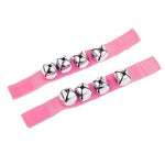 El Regalo 2PCs Jingle Bells Christmas Bracelets | Wrist & Ankle Bells for Party Favors, Musical Rhythm & Christmas Decor | Adjustable Percussion Instruments (Pink)
