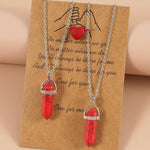 El Regalo Unisex 2Pcs/Set Crystal BFF Best Friend Magnetic Couple Matching Split Heart Pendant Necklaces for Besties/Couples - Valentines Day Gift (Red)