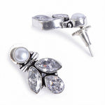 El Regalo Pearl Earrings, 925 Silver Plated Vintage Stones Pearls Stud Earrings for Women & Girls- Silver Lookalike Pearls Earrings (White)