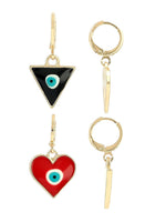 El Regalo 2 Pairs Evil Eye Enameled hypoallergenic Hoop Earrings - Gold Plated Dainty Evil Eye Fashion Earrings for Girls & Women (Option-4)