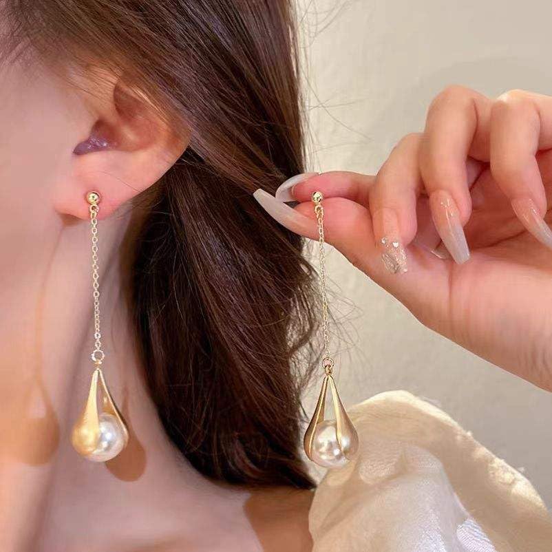 El Regalo Elegant Faux Pearl Earrings for Women - Elegant 18K Gold & Silver Plated Moti Jewelry Collection | Fancy Studs, Dainty Drops & Long Dangle Pearls Earrings for Girls (Style-2)