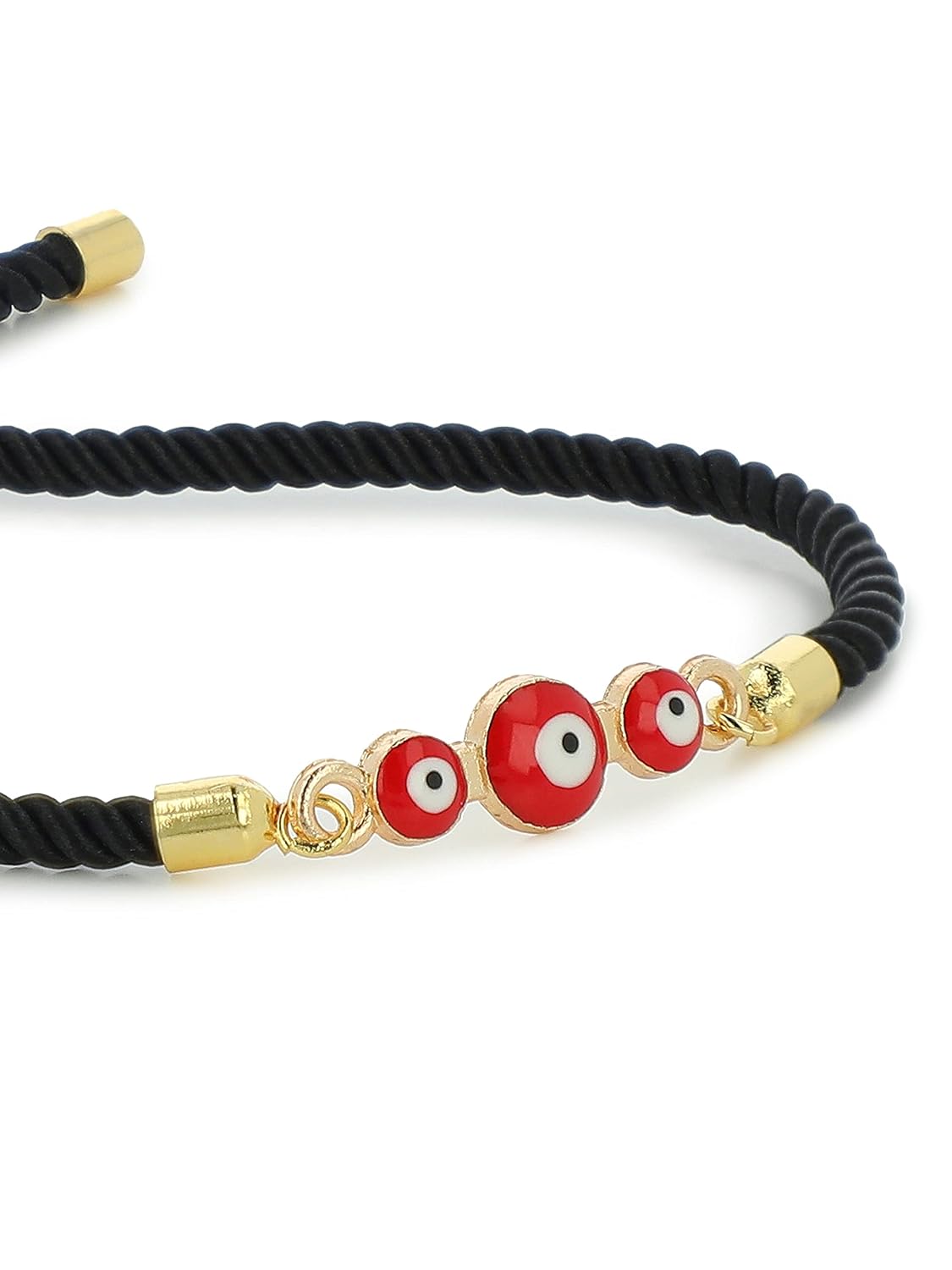 El Regalo Golden Evil Eye Charms Unisex Bracelet for All- Fancy Evil Eye Rope Adjustable Bracelet for Kids/Girls/Boys/Men/Women (Red Evil Eye Charms Bracelet)