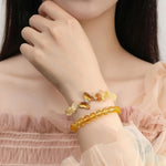 El Regalo 2PCs Natural Crystals Butterfly Bracelets Set- Real Crystals Healing Stones Bracelet Combo for Women (Yellow Citrine)