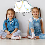 El Regalo 3 PCs Girl Princess Necklaces & Bracelets Jewelry Set with Colorful Flowers & Acrylic Beads - Kids Stretchy Chunky Costume Jewelry Gifts Party Favors Dress up Jewelry for Little Girl Toddler
