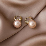 El Regalo Pearl Hoop Earrings- Huggie Hoop Fashion Pearl Earrings for Girls & Women (Beige)