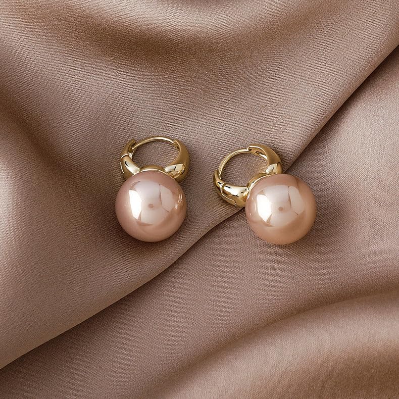 El Regalo Pearl Hoop Earrings- Huggie Hoop Fashion Pearl Earrings for Girls & Women (Beige)