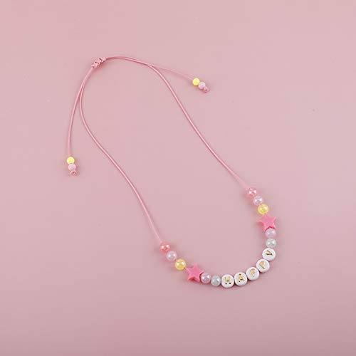 El Regalo Girls Necklace & Bracelet Jewelry Set For Kids & Baby Girls (Pink Stars)