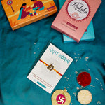 El Regalo OM Ganesha Red Thread Rakhi for Brother/Bhai/Bhaiya- Auspicious OM/Aum, Ganesha Rakhi with Roli Chawal Shagun, Rakhi Message Card in Rakhi Gift Box (Shiva Moli Rakhi)
